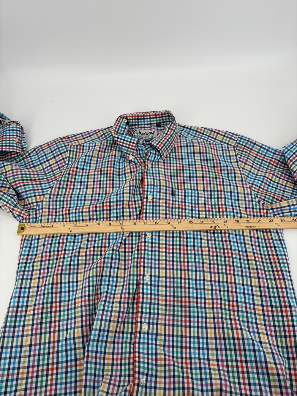 Barbour Men Tailored Fit Shirt XL Long Sleeve Multicolor Tattersall Check Button - Picture 5 of 9